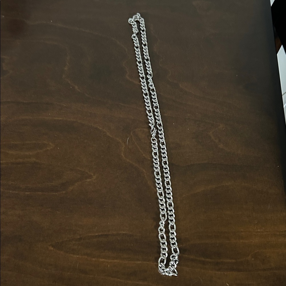 28” 3mm width rhodium over stainless steel chain necklace